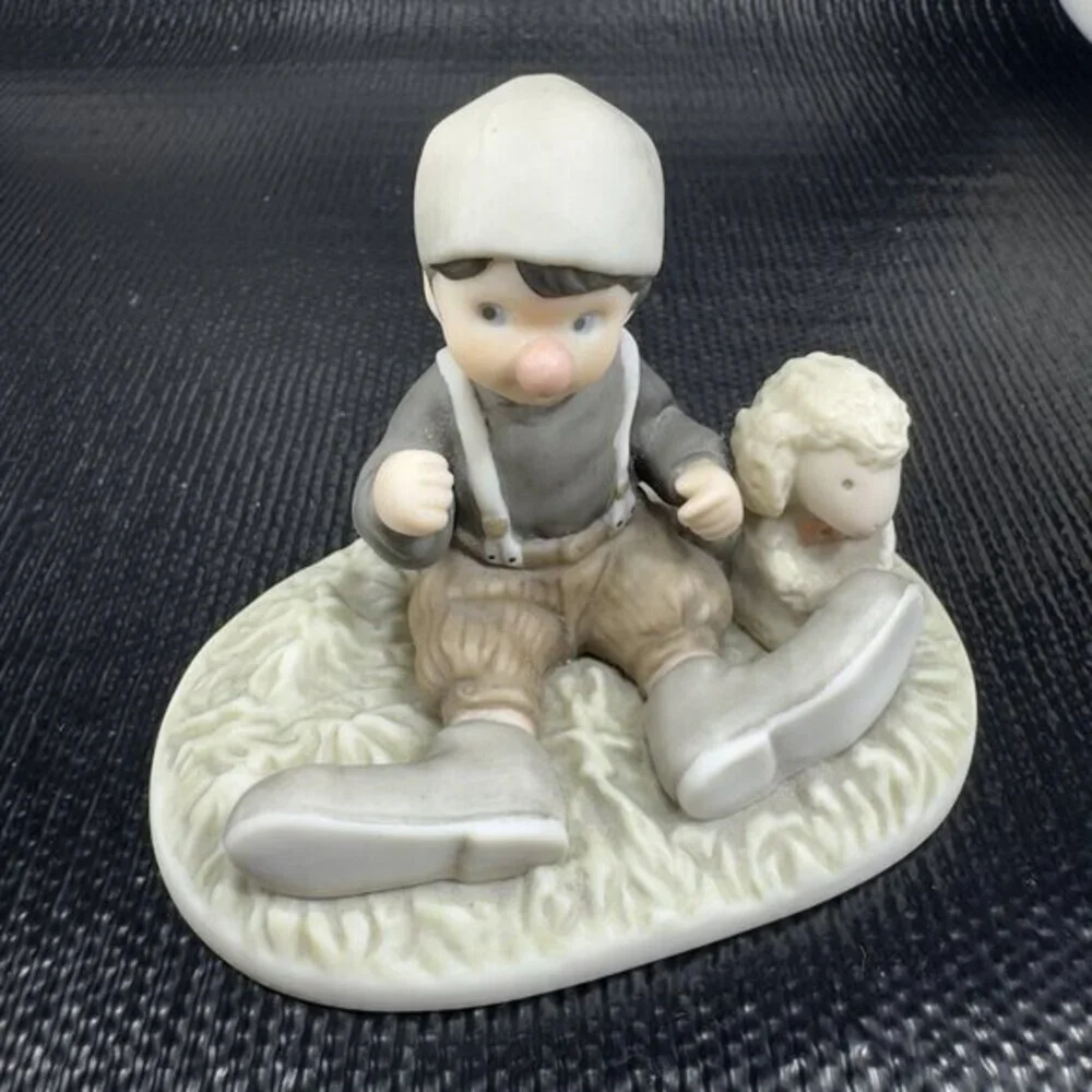 Kim Anderson 1999 I Promise You Laughter And Smiles Boy And Lamb Figurine‎ VTG